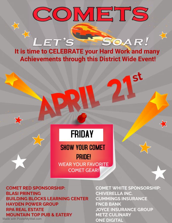  Flyer advertising Comets Pride Day to happen on Friday, April 21, 2023.